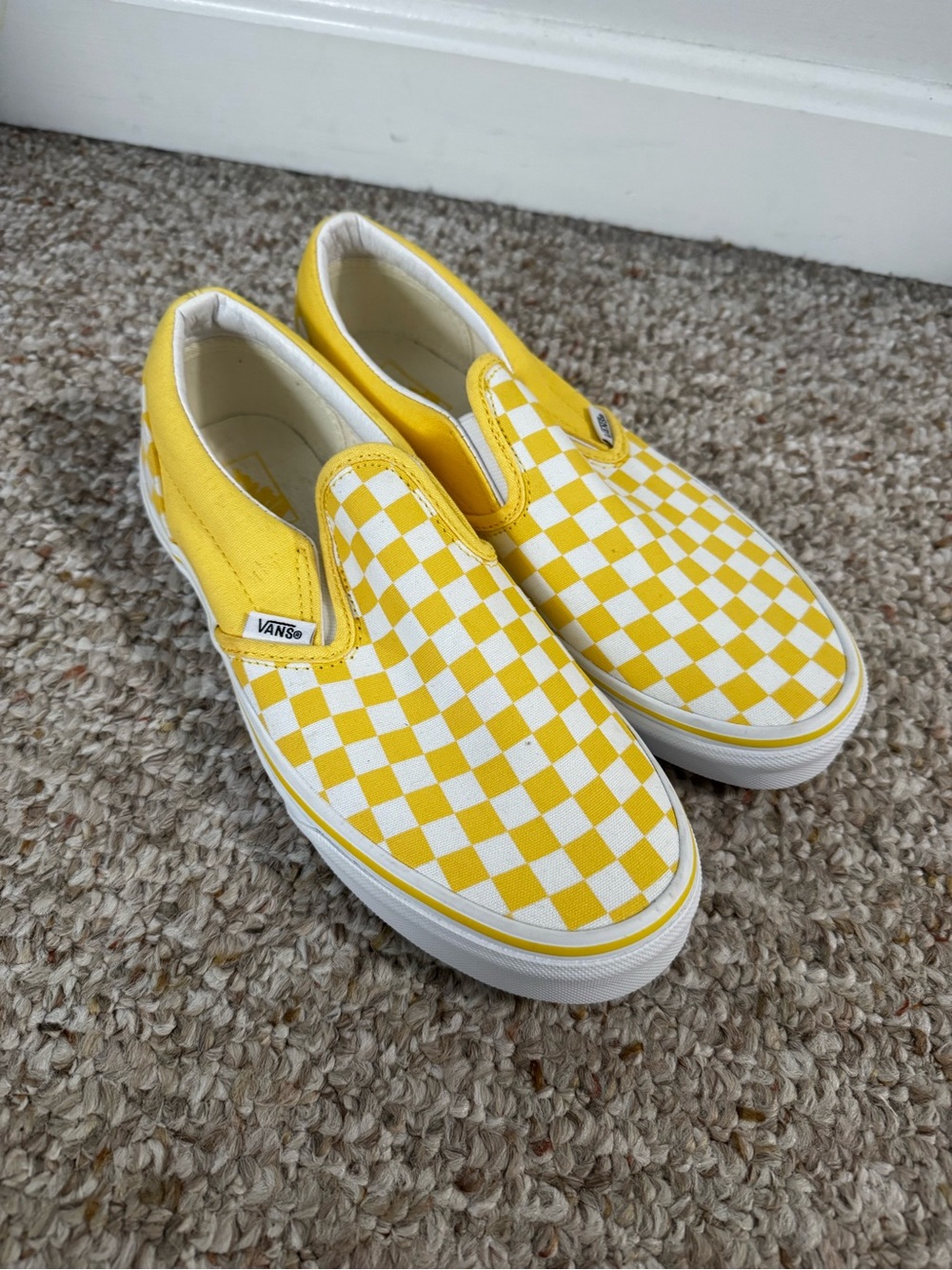 Vans Kids Slip-On Checkerboard Sneakers - Yellow & White